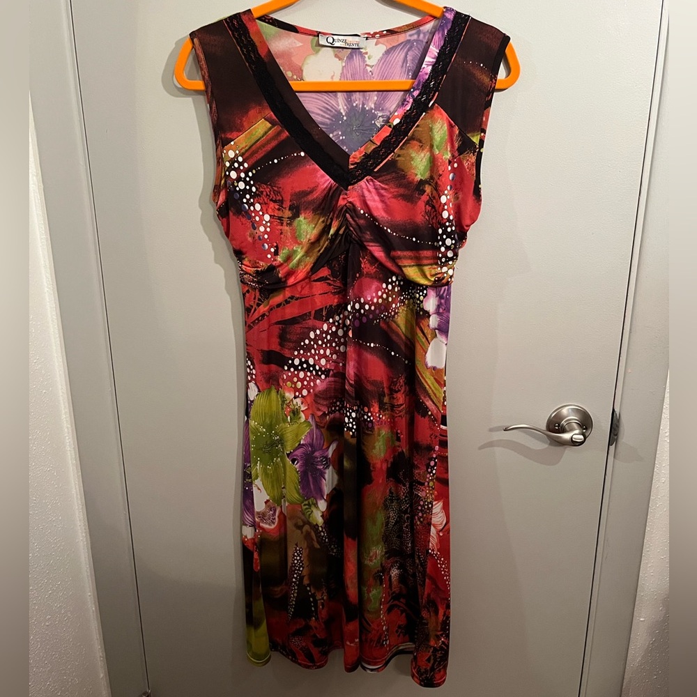 Multicolor Dress With Tie Back